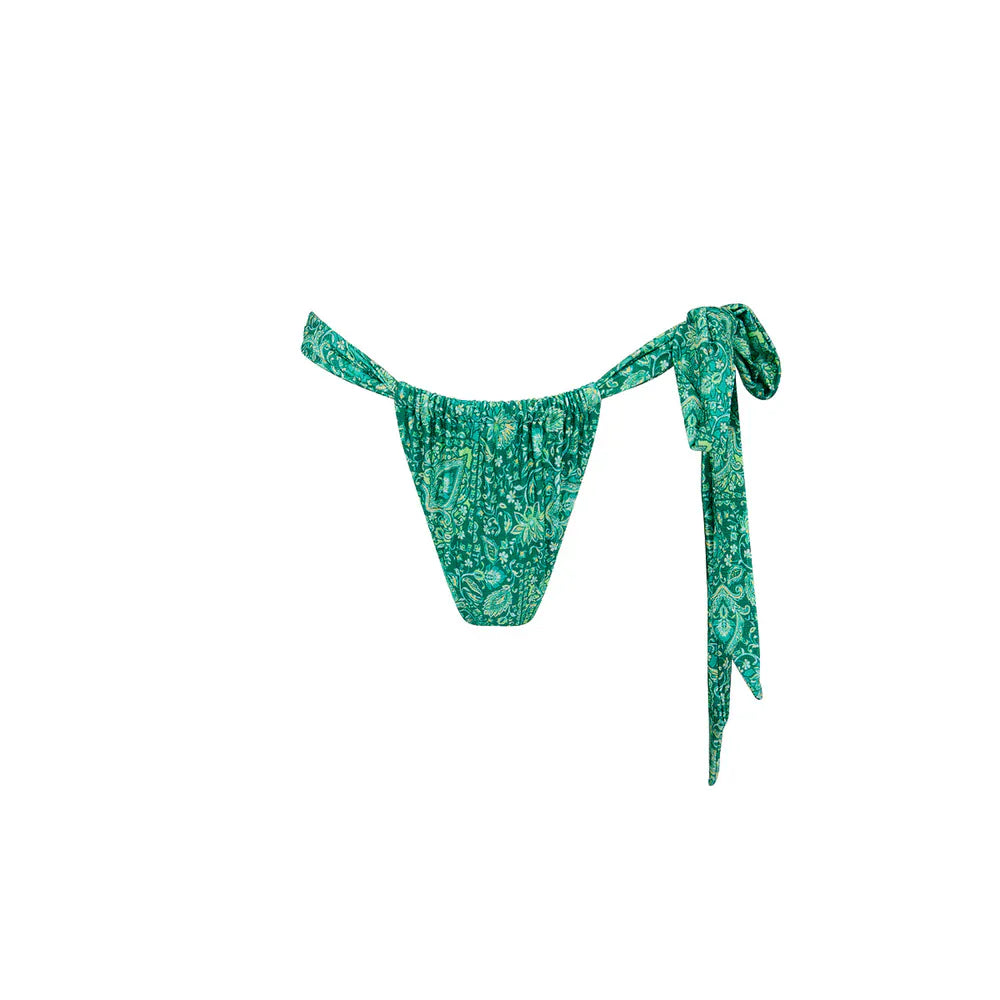 Kulani Kinis Kulani Kinis Emerald Aura Soft Tie Ruched Thong Bikini Bottom Kulani Kinis Emerald Aura Soft Tie Ruched Thong Bikini Bottom Splash Swimwear Bikini Bottoms