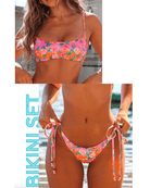 Kulani Kinis Kulani Kinis Invisible Underwire Crop Bikini Top & Full Coverage Tie Bikini Bottom - Summer Glow Kulani Kinis Invisible Underwire Crop Bikini Top & Full Coverage Tie Bikini Bottom - Summer Glow Splash Swimwear Bikini Set Small