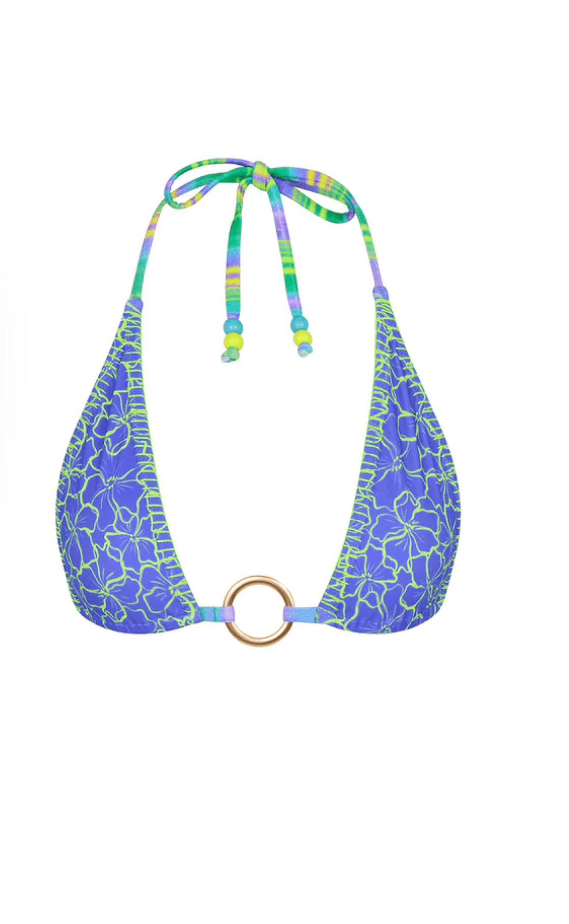 Kulani Kinis Kulani Kinis  Lace Stitch Ring Halter Bikini Top - Sugar Wave Kulani Kinis  Lace Stitch Ring Halter Bikini Top - Sugar Wave Splash Swimwear Bikini Tops