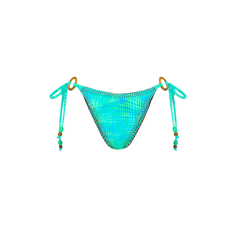 Kulani Kinis Kulani Kinis Lace Stitch Ring Tie Bikini Bottom - Summer Seas Kulani Kinis Lace Stitch Ring Tie Bikini Bottom - Summer Seas Splash Swimwear Bikini Bottoms