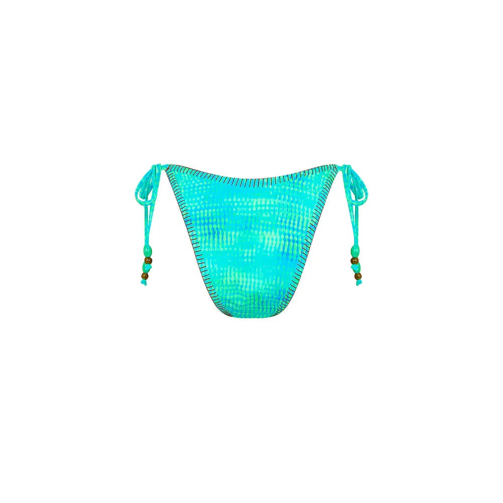 Kulani Kinis Kulani Kinis Lace Stitch Ring Tie Bikini Bottom - Summer Seas Kulani Kinis Lace Stitch Ring Tie Bikini Bottom - Summer Seas Splash Swimwear Bikini Bottoms