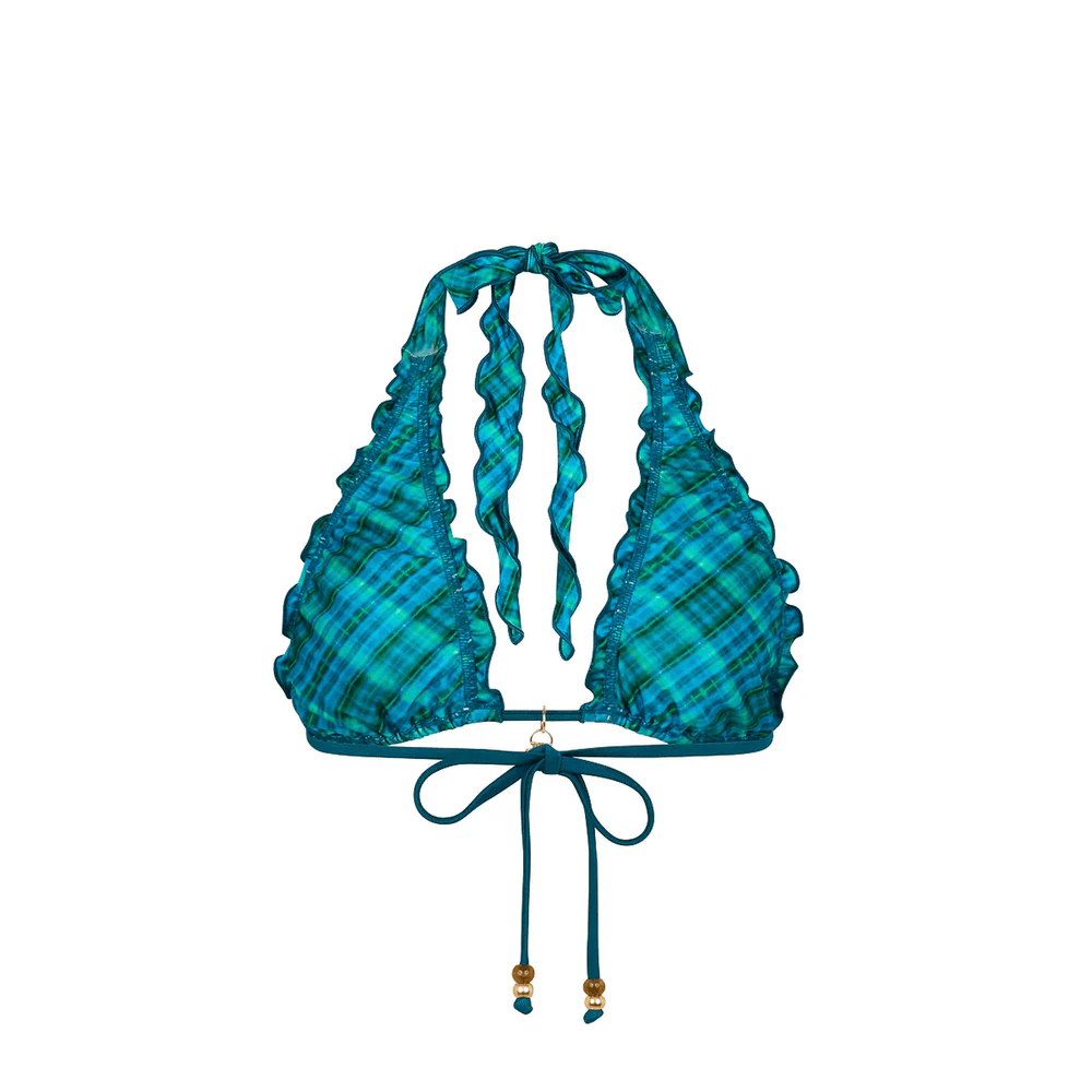 Kulani Kinis Kulani Kinis Lettuce Edge Halter Bikini Top - Tropic Dip Kulani Kinis Lettuce Edge Halter Bikini Top - Tropic Dip Splash Swimwear Bikini Tops