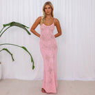 Kulani Kinis Kulani Kinis Pocket Pink Crochet Lace Knit Maxi Dress Kulani Kinis Pocket Pink Crochet Lace Knit Maxi Dress Splash Swimwear Dresses