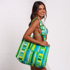 Kulani Kinis Kulani Kinis Quilted Tote Bag - Neon Splice 17518-NESP-OS Kulani Kinis Quilted Tote Bag - Neon Splice Splash Swimwear Bags O/S 840522542325