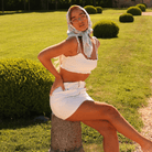 Kulani Kinis Kulani Kinis Ruffle Shirred Tie Crop - White Kulani Kinis Ruffle Shirred Tie Crop - White Splash Swimwear Tops