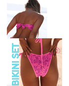 Kulani Kinis Kulani Kinis Strapless Bandeau Bikini Top & Dipped Cheeky Tie Bikini Bottom - Bubble Berry Kulani Kinis Strapless Bandeau Bikini Top & Dipped Cheeky Tie Bikini Bottom - Bubble Berry Splash Swimwear Bikini Set Extra small
