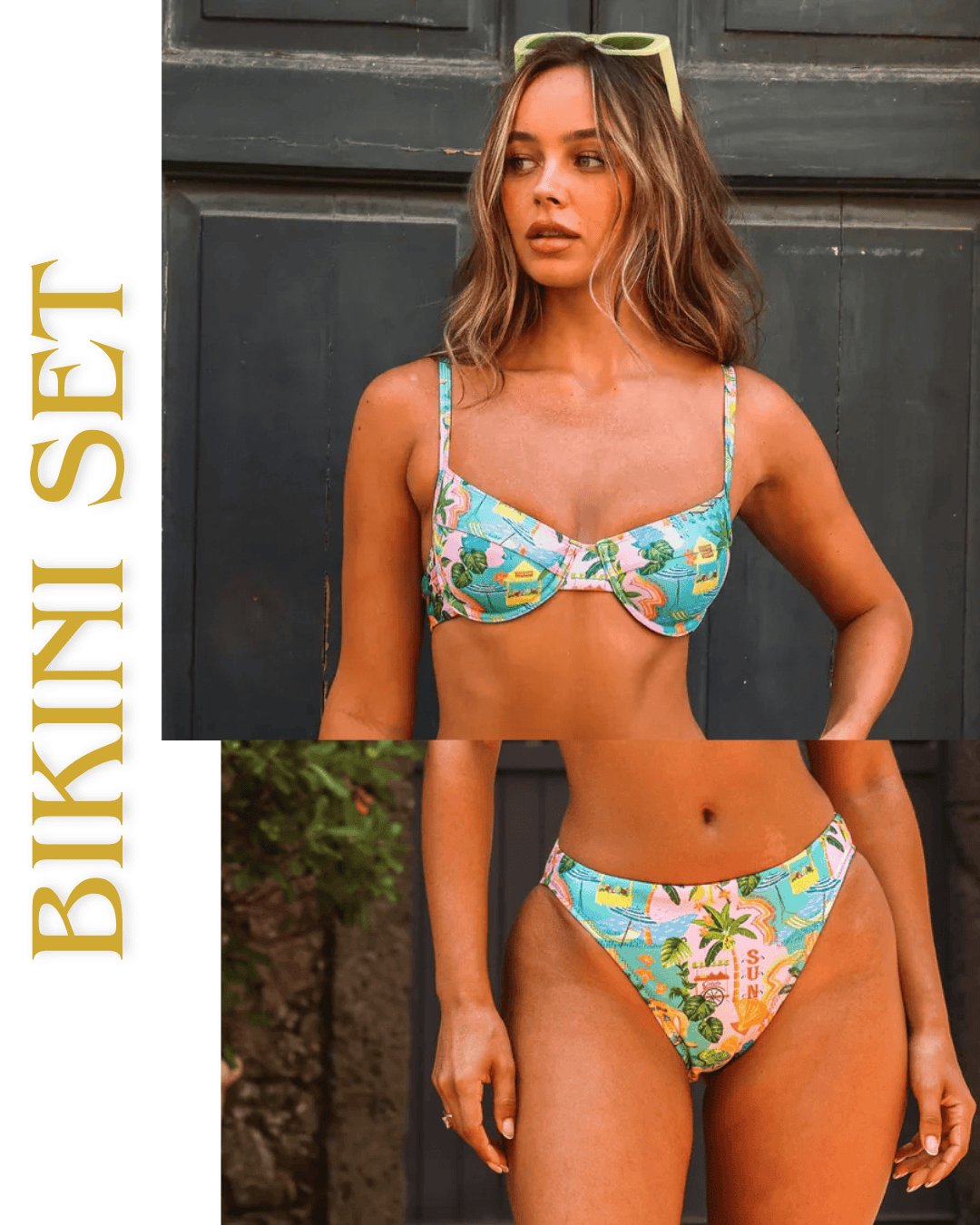 Kulani Kinis Kulani Kinis Underwire Bra Bikini Top & Full Vintage Pant Bikini Set - Sunlit Spritz 52787431097465 Kulani Kinis Ditzy Underwire Bra Bikini Top - Sunlit Spritz Splash Swimwear Bikini Set XS 52787431097465
