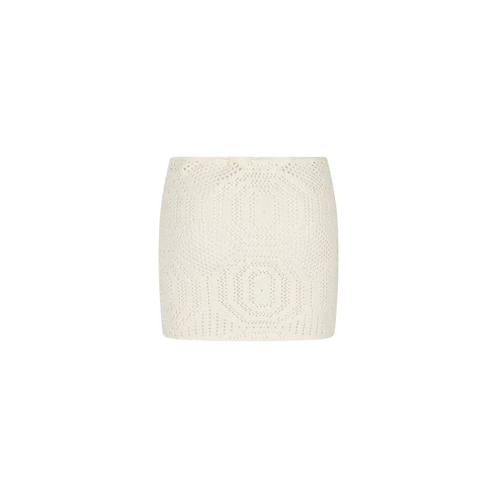 Kulani Kinis Kulani Kinis Whipped White Crochet Lace Knit Mini Skirt Kulani Kinis Whipped White Crochet Lace Knit Mini Skirt Splash Swimwear Skirts