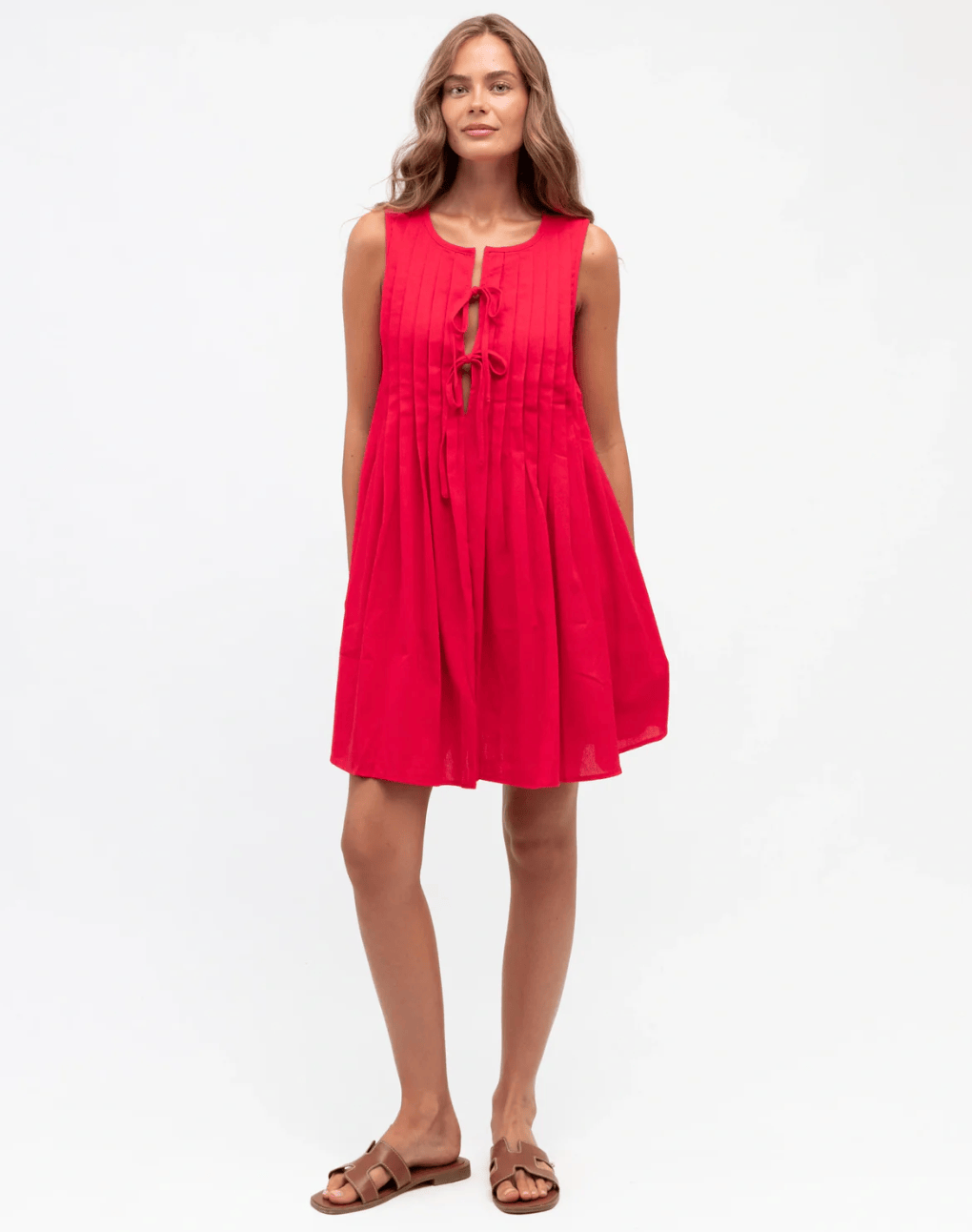 Label of Love Paper Heart Pleated Short Dress PH11989-3 Paper Heart Pleated Short Dress Splash Swimwear Tops Red / 6 9852998707550