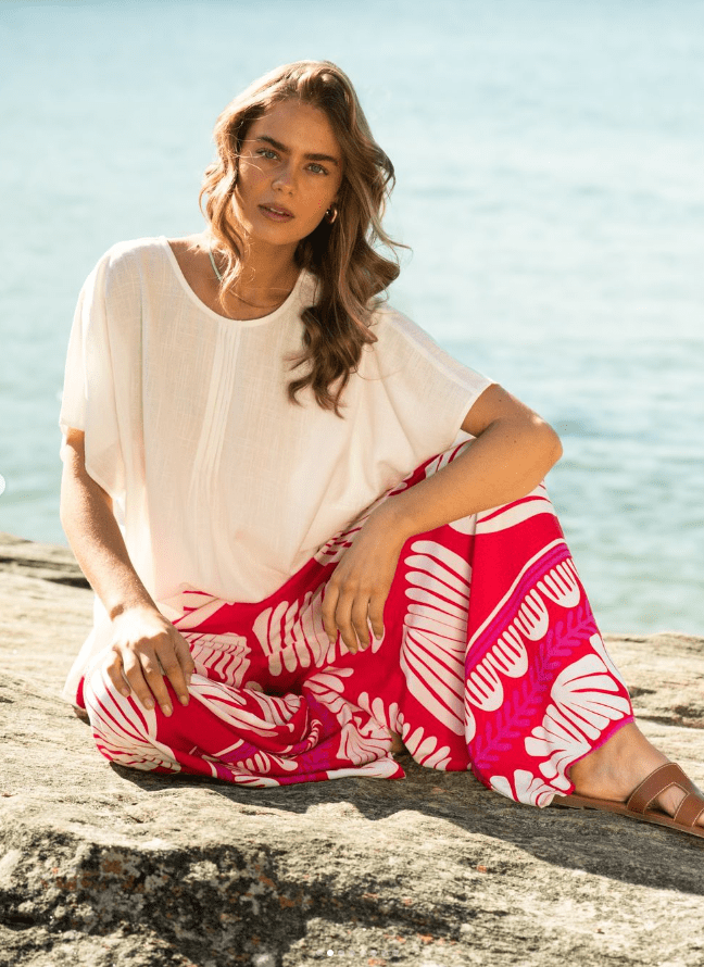 Label of Love Tallulah Pant - Red/White Label Of Love Tallulah Pant - Red/White Splash Swimwear