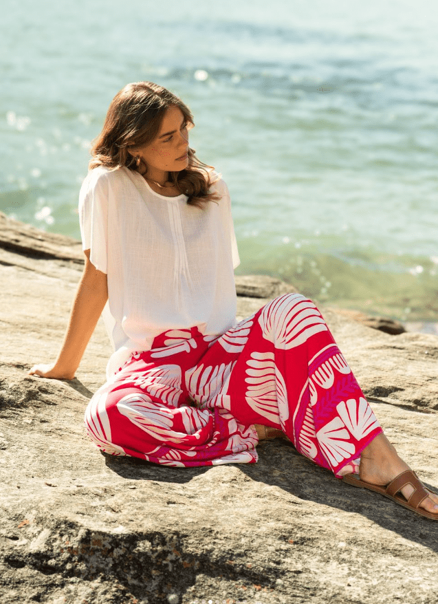 Label of Love Tallulah Pant - Red/White Label Of Love Tallulah Pant - Red/White Splash Swimwear