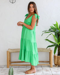 Tie Detail Linen Dress - Green - Label of Love - Splash Swimwear  - Dresses, June24, Label of Love, new, Womens, womens clothing - Splash Swimwear 
