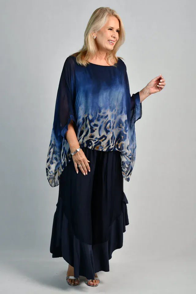 LaSofia La Sofia Allegra Silk Pant - Navy La Sofia Allegra Silk Pant - Navy Splash Swimwear Pants