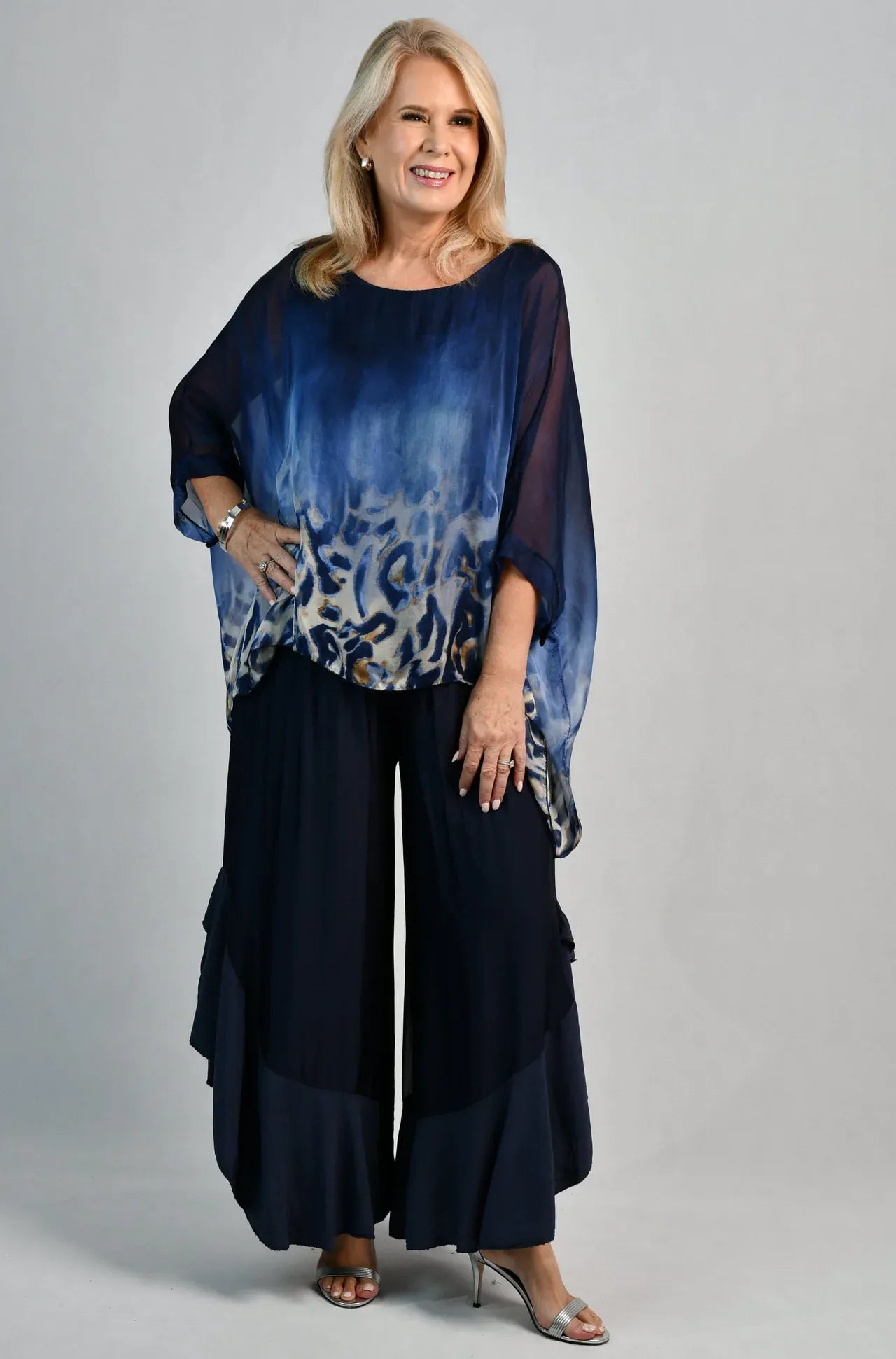 LaSofia La Sofia Allegra Silk Pant - Navy La Sofia Allegra Silk Pant - Navy Splash Swimwear Pants