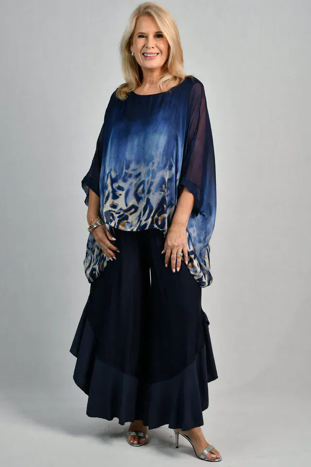 LaSofia La Sofia Allegra Silk Pant - Navy La Sofia Allegra Silk Pant - Navy Splash Swimwear Pants