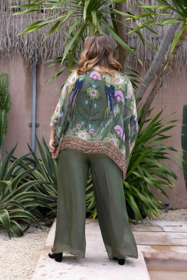 LaSofia La Sofia Gabriella Batwing Silk Top - Sanctuary Green VLST722 (1003) La Sofia Gabriella Batwing Silk Top - Sanctuary Green Splash Swimwear One size 9343064257852
