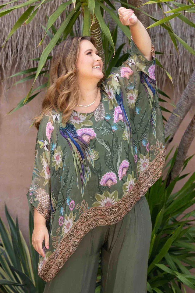 LaSofia La Sofia Gabriella Batwing Silk Top - Sanctuary Green VLST722 (1003) La Sofia Gabriella Batwing Silk Top - Sanctuary Green Splash Swimwear One size 9343064257852