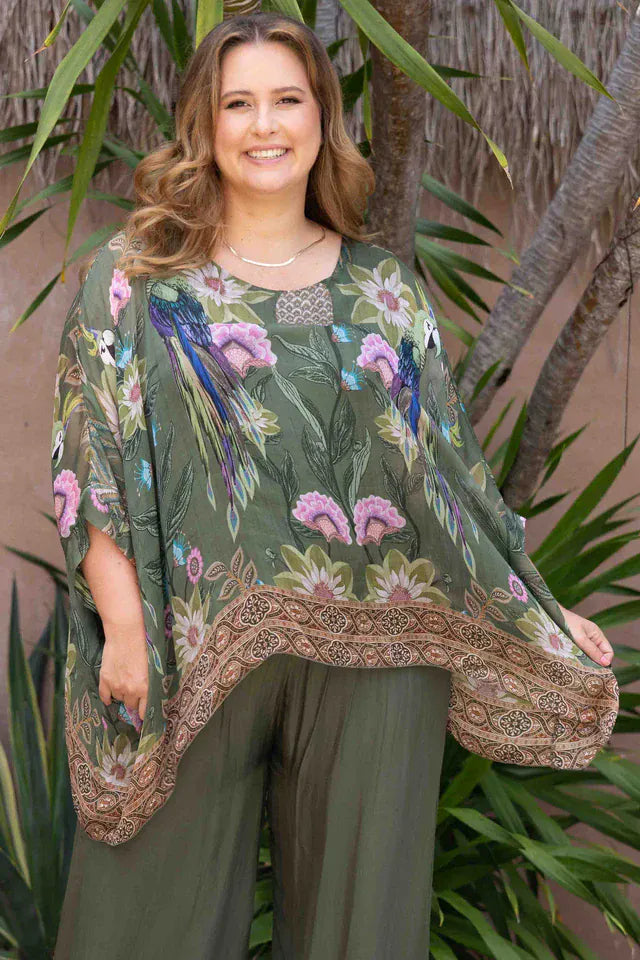 LaSofia La Sofia Gabriella Batwing Silk Top - Sanctuary Green VLST722 (1003) La Sofia Gabriella Batwing Silk Top - Sanctuary Green Splash Swimwear One size 9343064257852