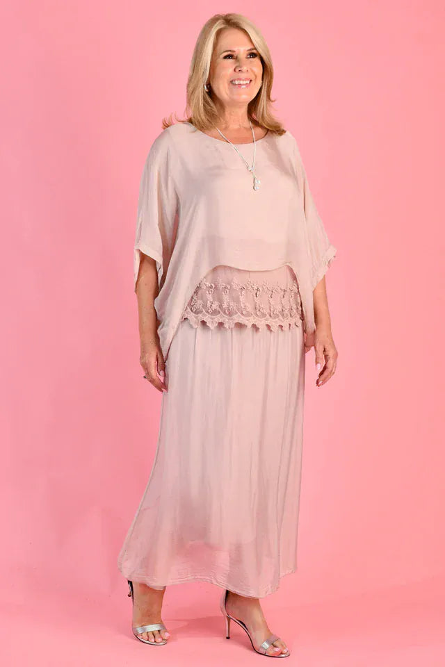 LaSofia La Sofia Marta Silk Maxi Skirt - Blush La Sofia Marta Silk Maxi Skirt - Blush Splash Swimwear