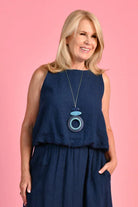 LaSofia La Sofia Milan Linen Tank - Navy La Sofia Milan Linen Tank - Navy Splash Swimwear