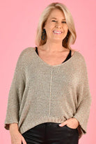 LaSofia La Sofia Shimmer Knit Top - Gold VLST090 (5062) La Sofia Shimmer Knit Top - Gold Splash Swimwear One size 9343064231555