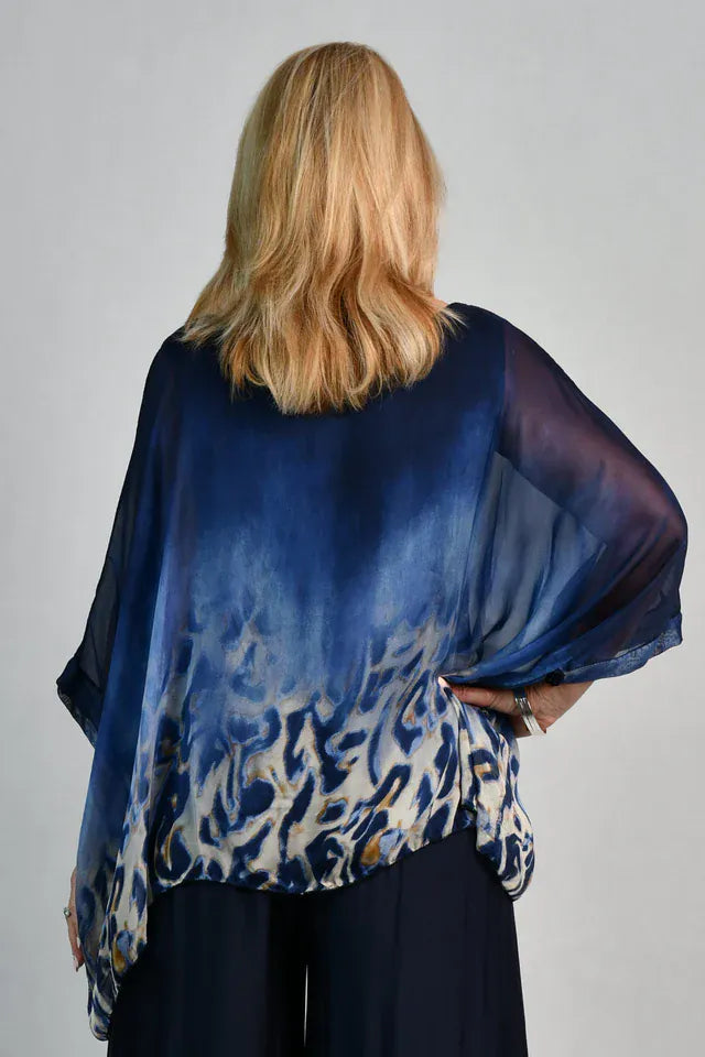 LaSofia La Sofia Valeria Silk Top - Sea Leopard VLST799 La Sofia Valeria Silk Top - Sea Leopard Splash Swimwear Clothing Top One size