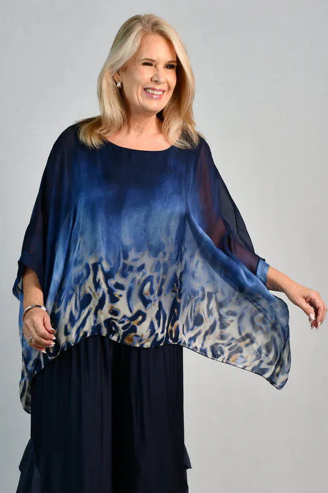 LaSofia La Sofia Valeria Silk Top - Sea Leopard VLST799 La Sofia Valeria Silk Top - Sea Leopard Splash Swimwear Clothing Top One size