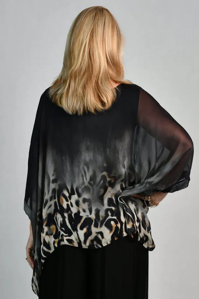 LaSofia La Sofia Valeria Silk Top - Smokey Leopard VLST799 La Sofia Valeria Silk Top - Smokey Leopard Splash Swimwear Clothing Top One size