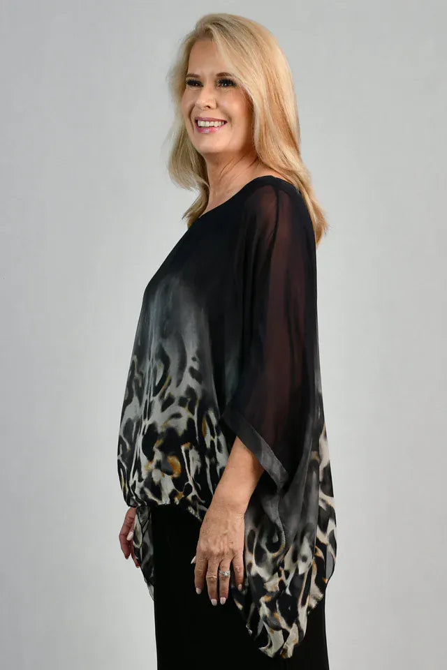 LaSofia La Sofia Valeria Silk Top - Smokey Leopard VLST799 La Sofia Valeria Silk Top - Smokey Leopard Splash Swimwear Clothing Top One size