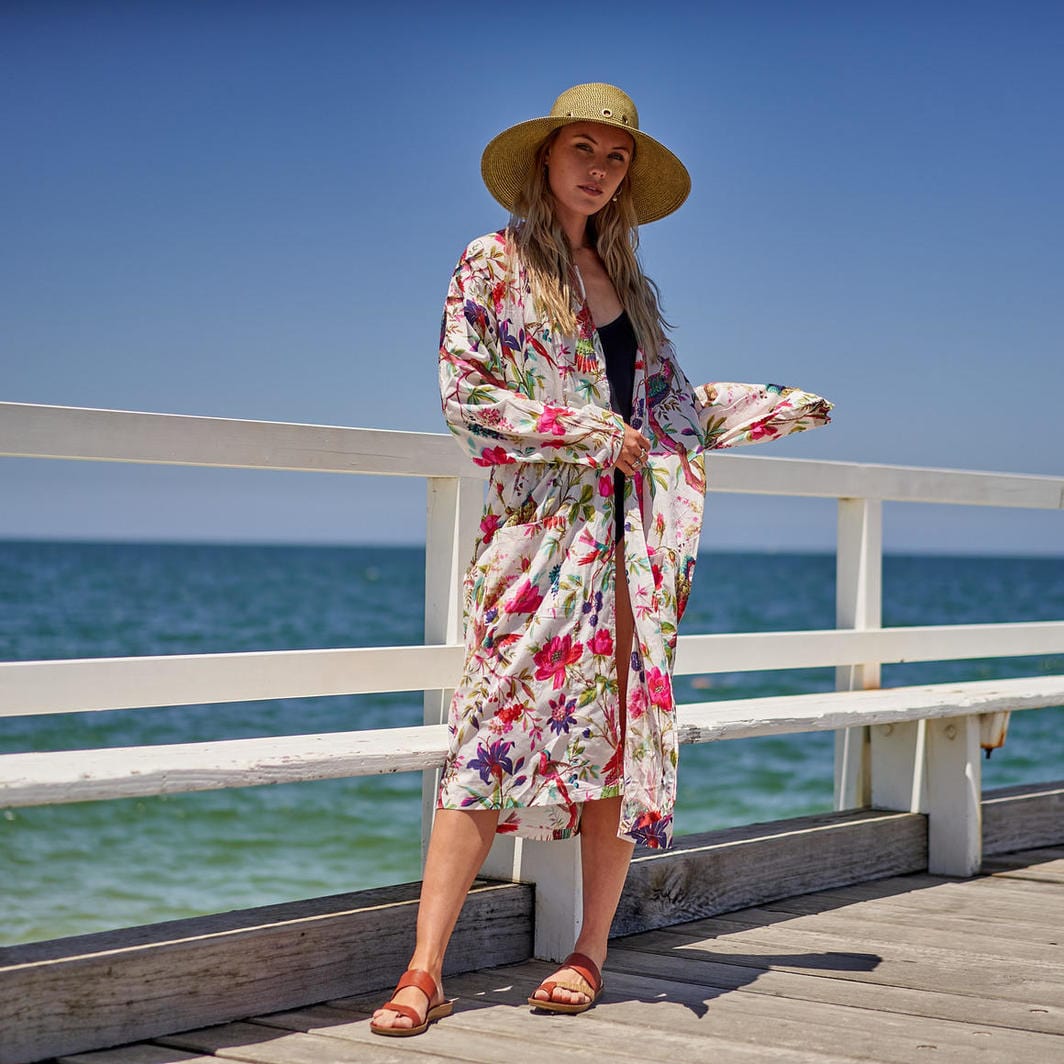Linen Connection Cotton Kimono - Bathrobe Splash Swimwear Kimonos O/S 1000015277