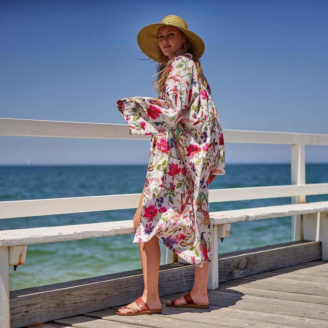 Linen Connection Cotton Kimono - Bathrobe Splash Swimwear Kimonos O/S 1000015277