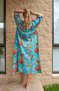 Linen Connection Cotton Kimono / Robe - Floral Multi Splash Swimwear Kimonos O/S / Blue 1000015279