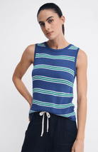 Little Lies Little Lies Stripe Spring Tank - Blue/Green Little Lies Contast Stitch Spring Tank - White Splash Swimwear Tops