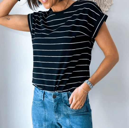 Little Lies Tops Stripe Rhodes Tee