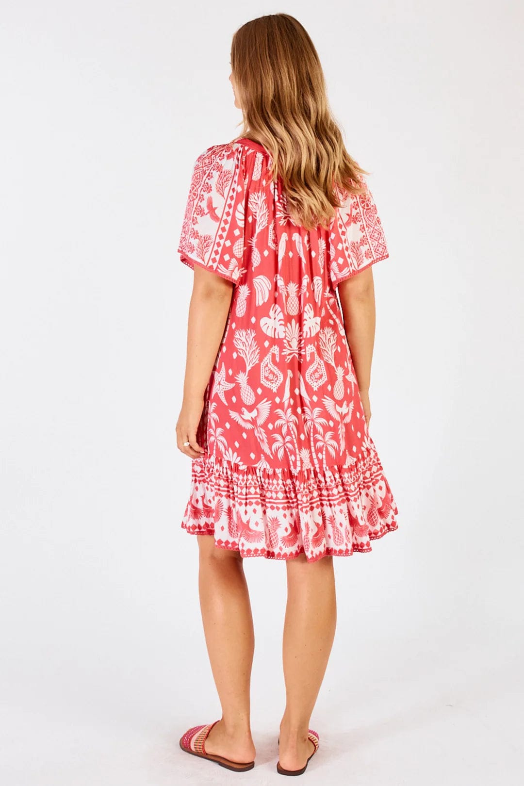 Lulalife Agatha Shirred Dress - Melon Lulalife Agatha Shirred Dress - Melon Splash Swimwear