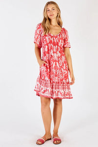 Lulalife Agatha Shirred Dress - Melon Lulalife Agatha Shirred Dress - Melon Splash Swimwear