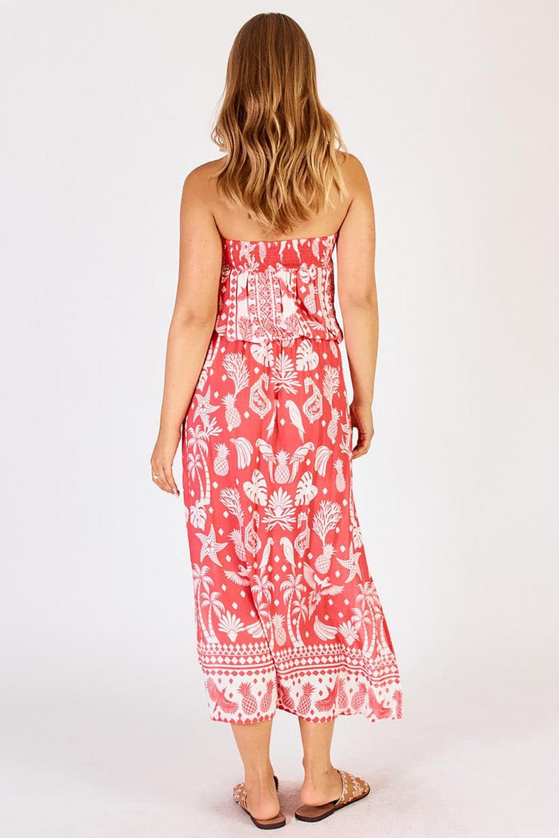 Lulalife Agatha Strapless Dress - Melon Lulalife Agatha Shirred Dress - Melon Splash Swimwear