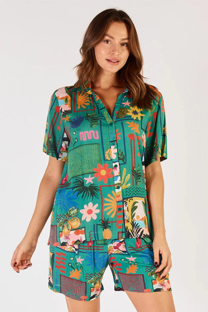 Lulalife Ellery Shirt Lulalife Ellery Shirt Splash Swimwear Sea / XS F4ELLSHISEAXS