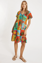 Lulalife Lulalife Cactus Shirred Dress - Print Lulalife Cactus Shirred Dress - Print Splash Swimwear Clothing XS