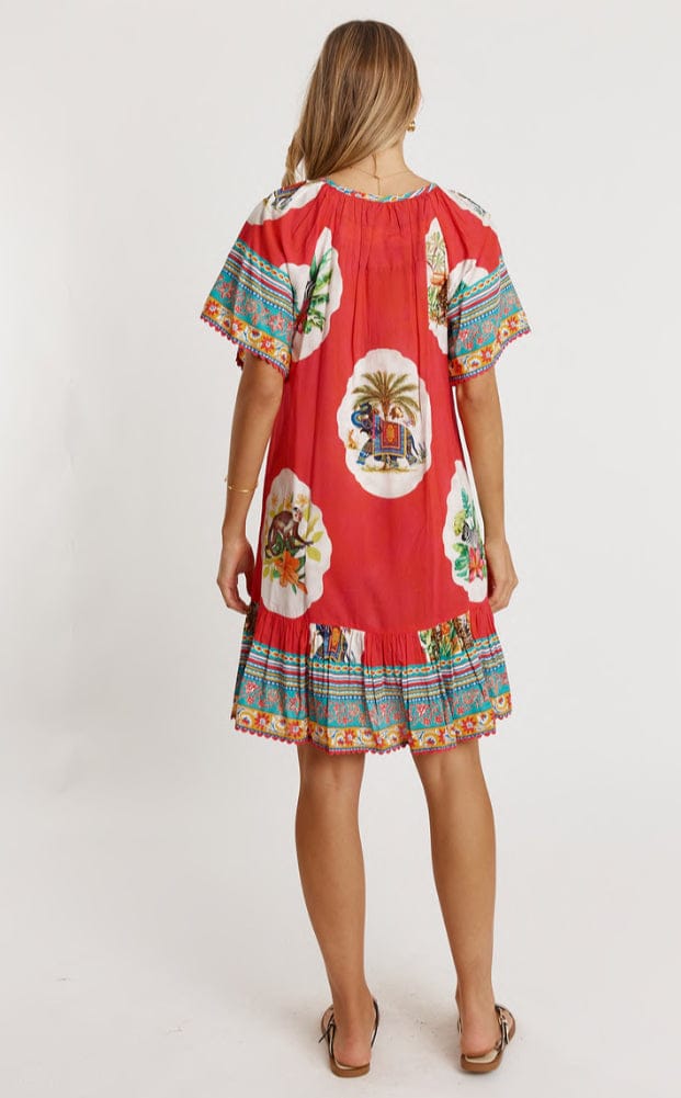 Lulalife Lulalife Cyra Shirred Dress - Melon Lulalife Cyra Shirred Dress - Melon Splash Swimwear Clothing