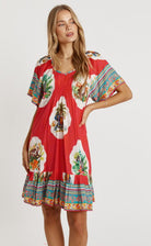 Lulalife Lulalife Cyra Shirred Dress - Melon Lulalife Cyra Shirred Dress - Melon Splash Swimwear Clothing