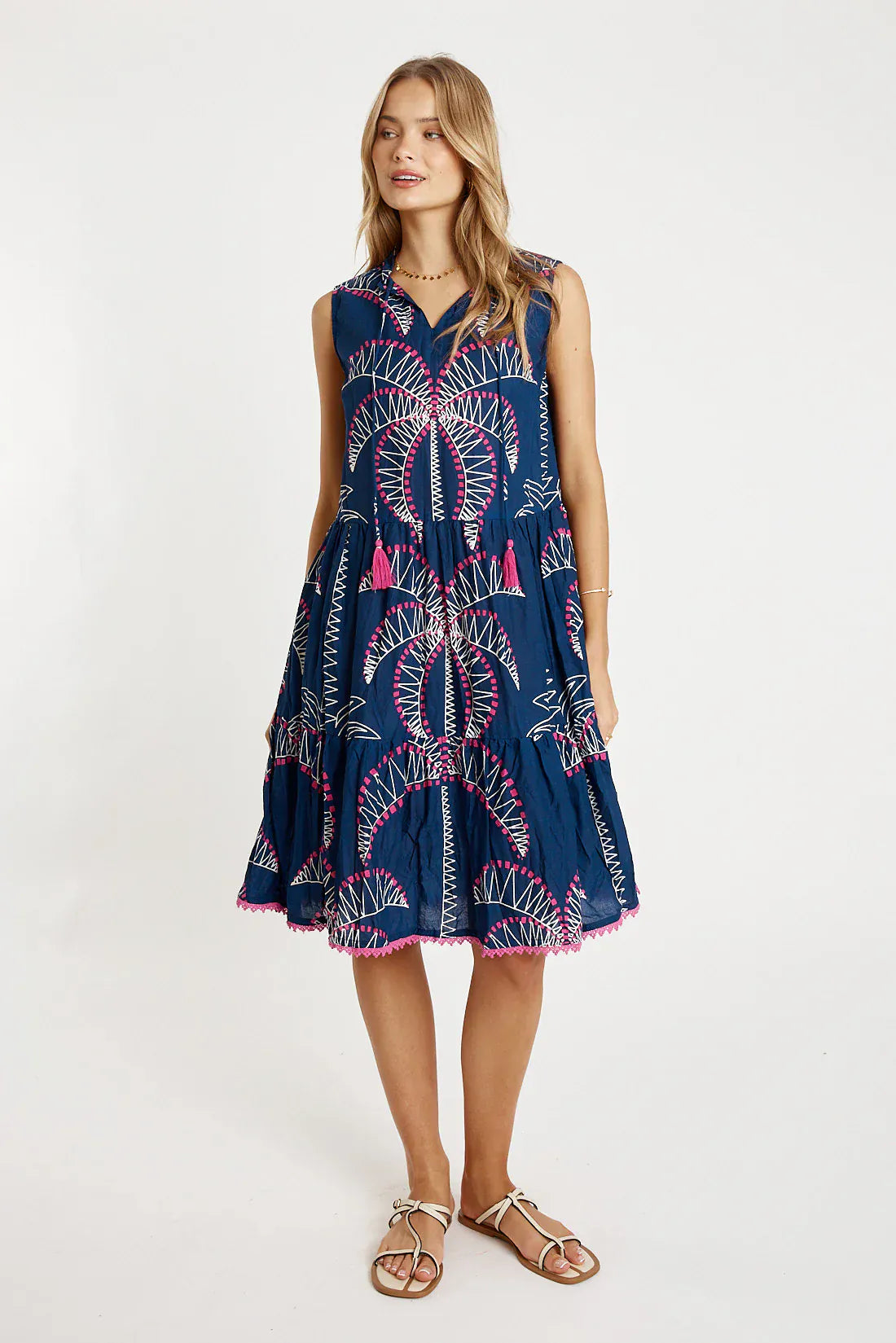 Lulalife Lulalife Idalia Sleeveless Dress Lulalife Idalia Sleeveless Dress Splash Swimwear Clothing Navy / XS 1000029912