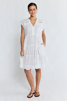 Lulalife Lulalife Laverne Tier Dress - White Lulalife Laverne Tier Dress - White Splash Swimwear Dresses