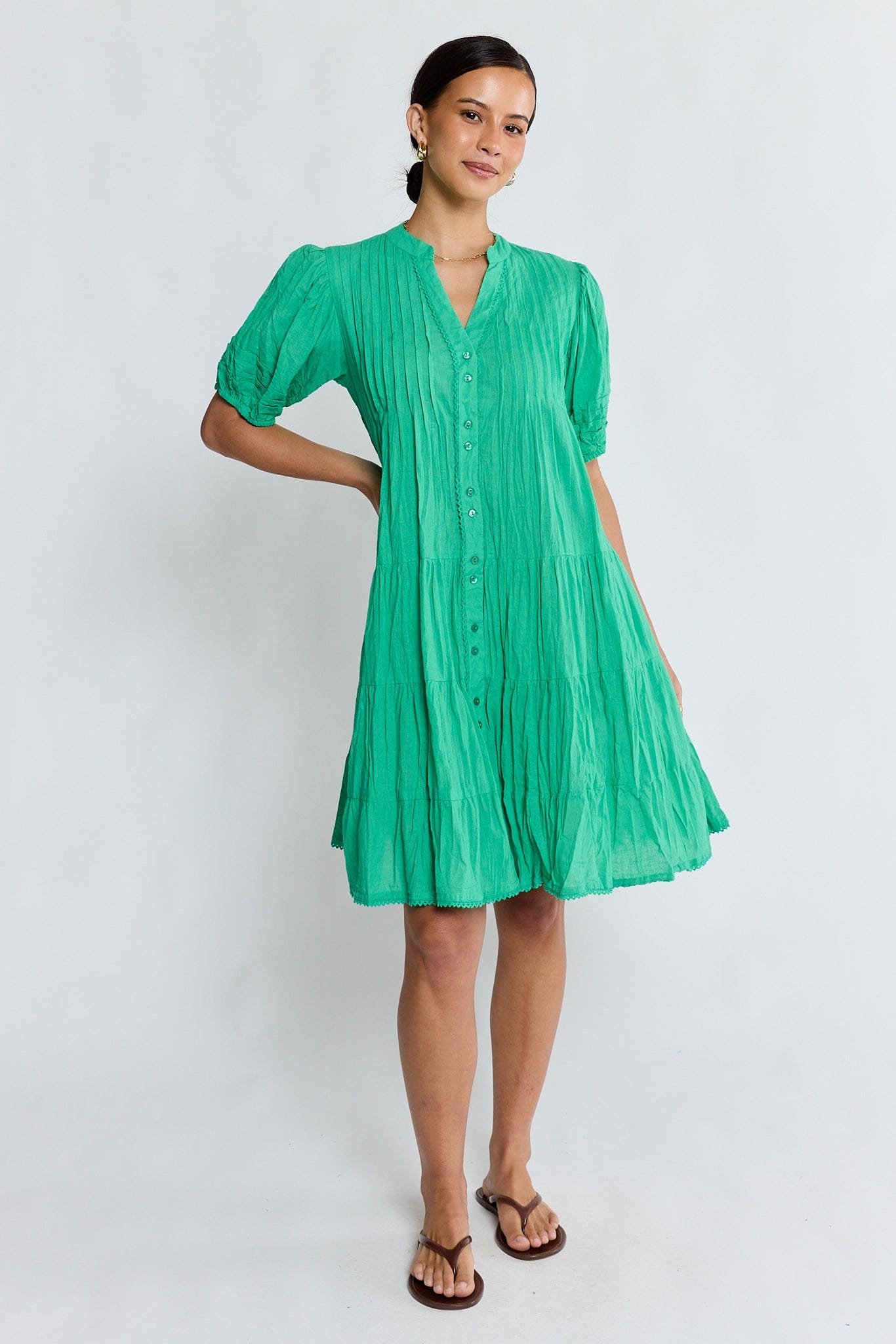 Lulalife Lulalife Marilyn Button Dress - Sea Lulalife Marilyn Button Dress - Sea Splash Swimwear Dresses