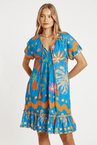 Lulalife Lulalife Tasmin Shirred Dress - Ocean Lulalife Tasmin Shirred Dress - Ocean Splash Swimwear Clothing