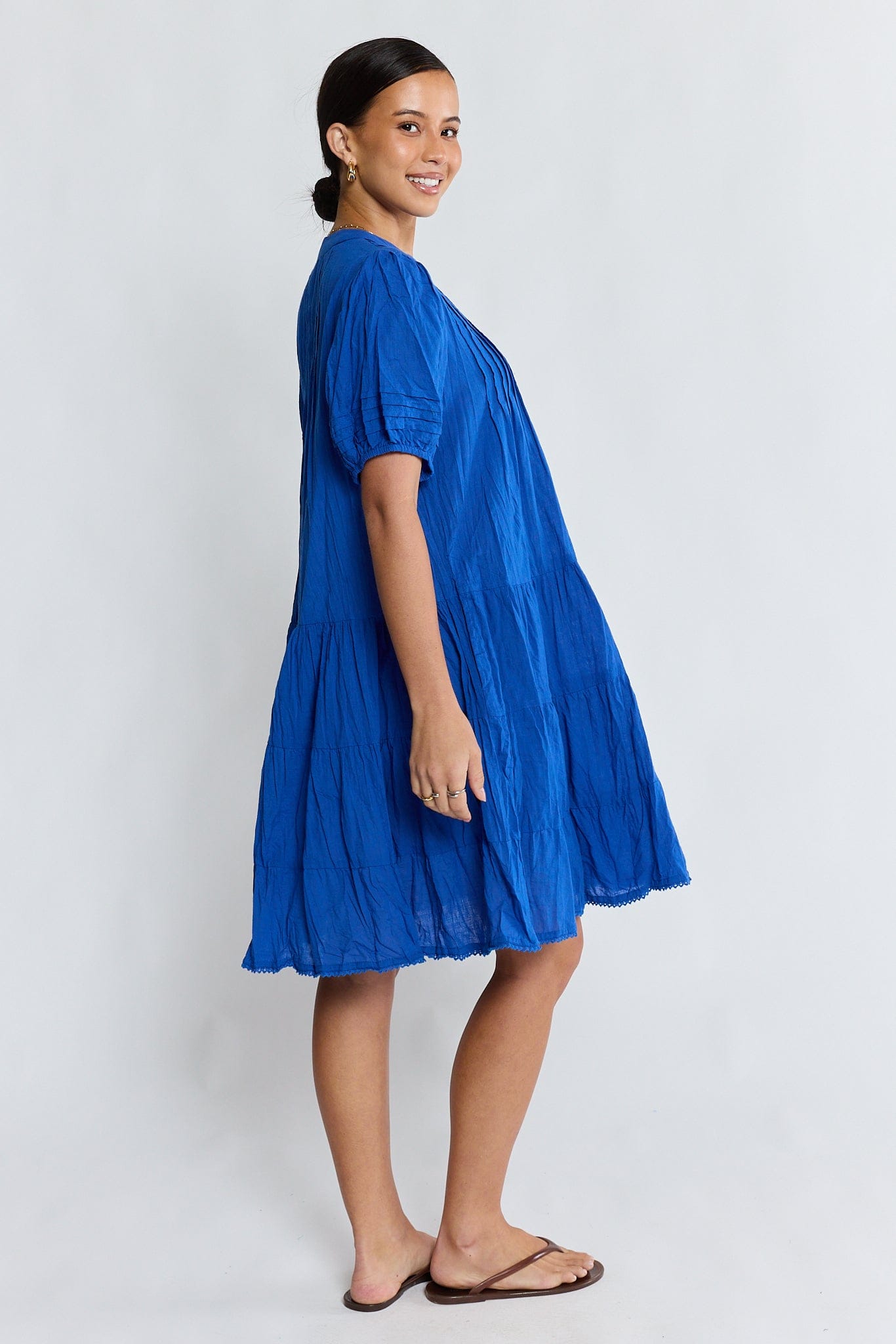Lulalife Marilyn Button Dress - Azure