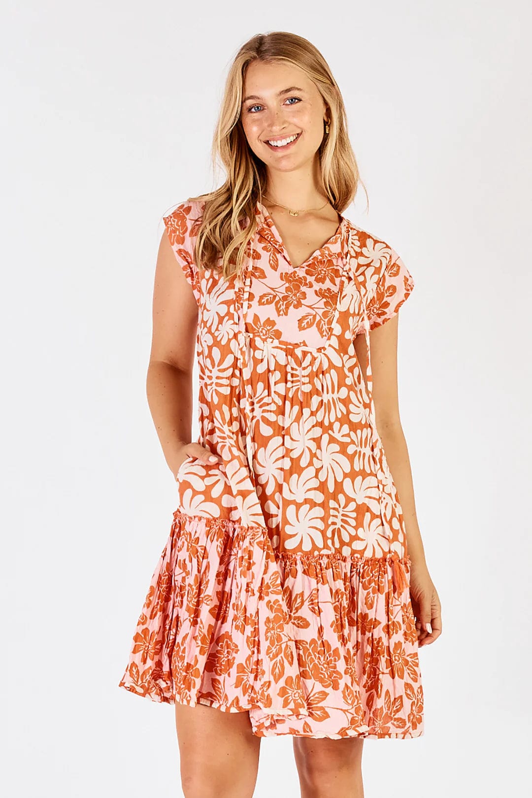 Lulalife Mia Dress - Apricot Mia Dress - Apricot Splash Swimwear