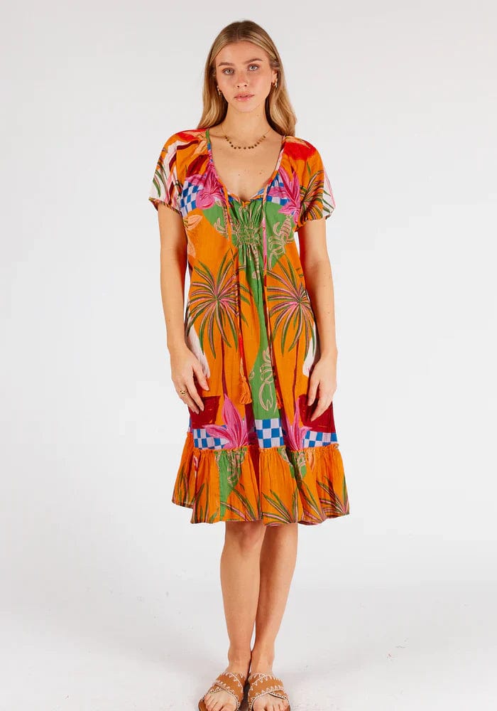 Lulalife Vivien Shirred Dress - Multi Lulalife Vivien Shirred Dress - Multi Splash Swimwear