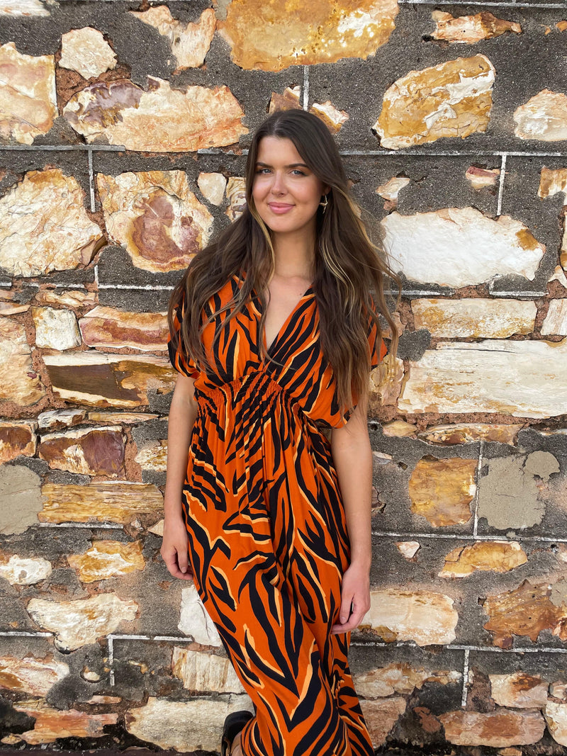 Lulu & Bird Bahama Beach Dress - Zebra Orange Splash Swimwear Dresses O/S 1000019429