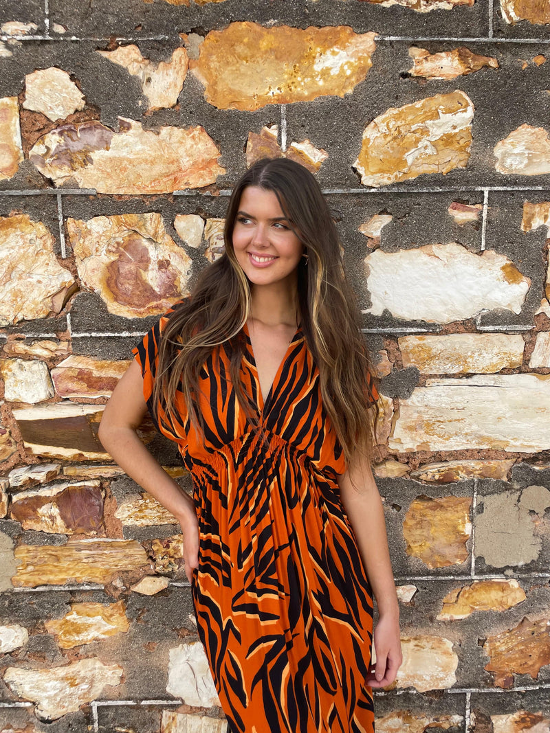 Lulu & Bird Bahama Beach Dress - Zebra Orange Splash Swimwear Dresses O/S 1000019429